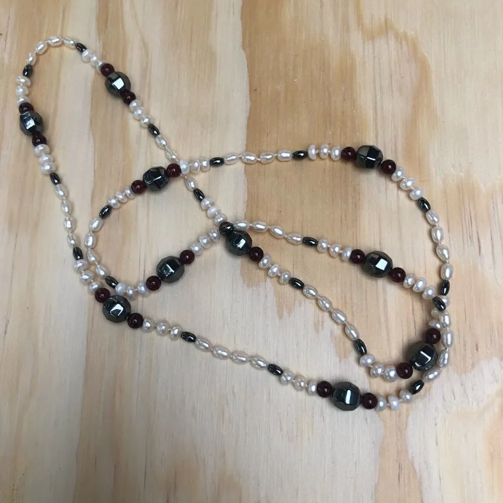 Black Onyx And Freshwater Pearl Necklace